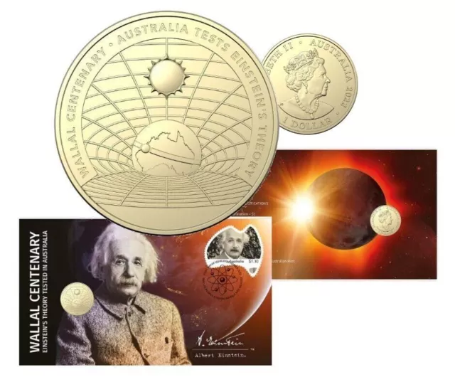 Wallal Centenary Tests Einstein's Theory Envelope $1 One Dollar Coin Privy 2022