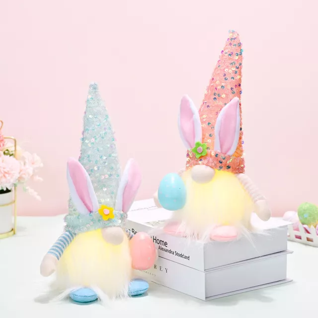 fr Easter Faceless Gnome Rabbit LED Light Sequin Cute Dwarf Bunny Home Decoratio 3