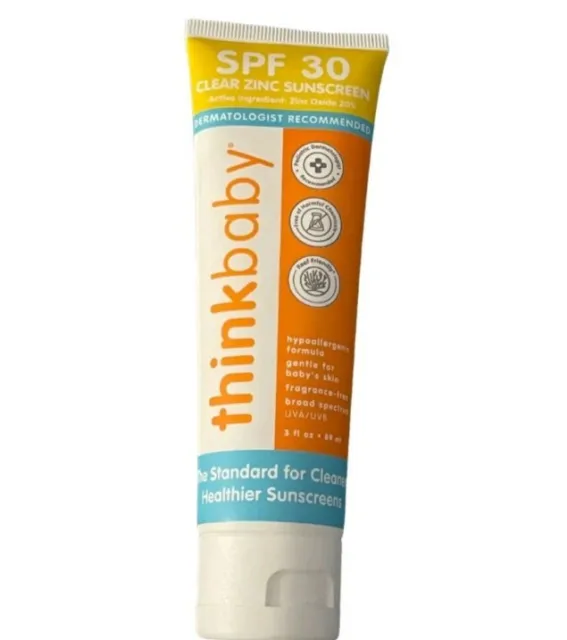 NEW! Think Thinkbaby SPF 30 CLEAR Zinc Sunscreen 3 fl oz 89 ml Exp. 02/2024