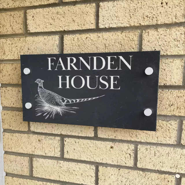 Personalised Pheasant Slate House Number or Name Wall Mounted Sign