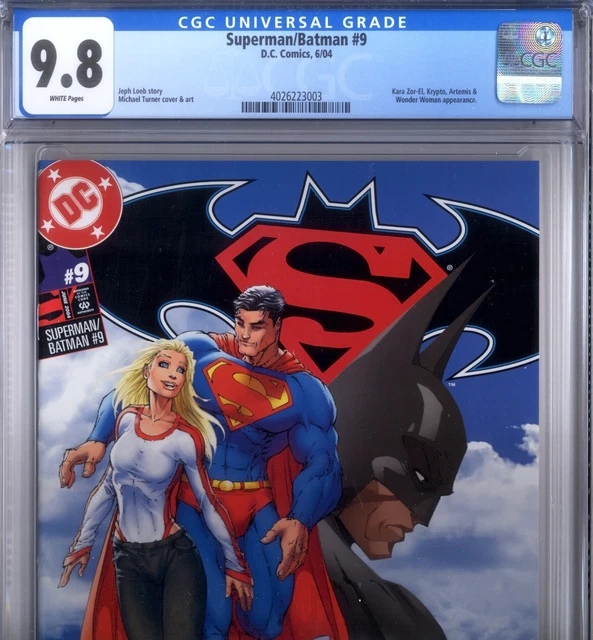 PRIMO:  SUPERMAN BATMAN #9 Kara Zor-El Turner NM/MT 9.8 CGC 2004 DC comics cgc