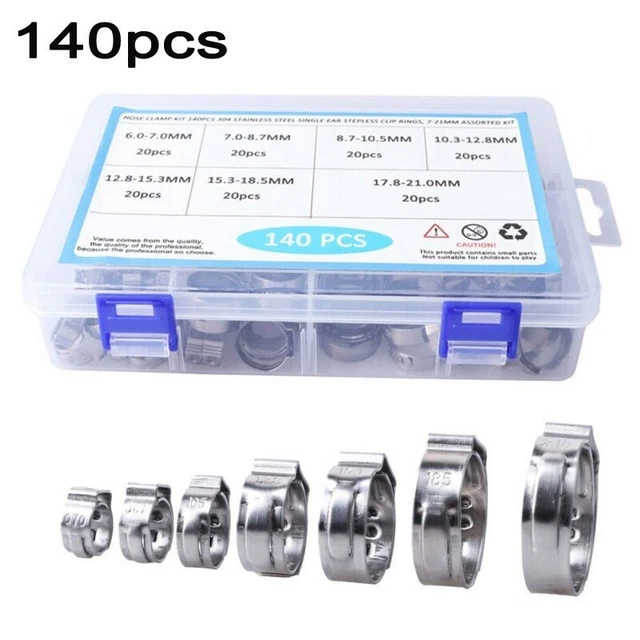 Set morsetti monoorecchio in acciaio inox 304 7 21mm 140 pezzi qualità stabile