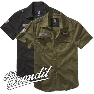 Brandit Uomo Camicia Vintage Shirt fvsj Cotone Camicia Manica Lunga Vintage 9373 Army 