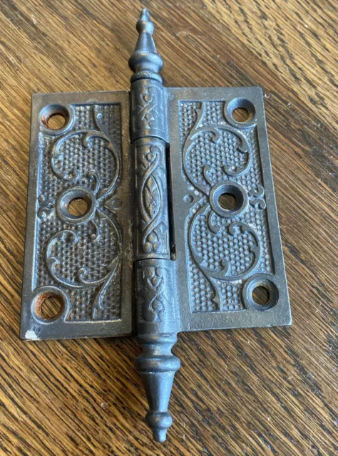 Antique Vintage Eastlake Victorian Cast Iron Ornate Steeple Hinge 3 1/2" X 3 1/2