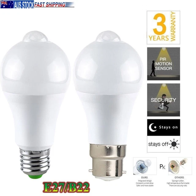 PIR Motion Sensor B22/E27 10W LED Lamp Bulb Infrared Auto Energy Saving Light
