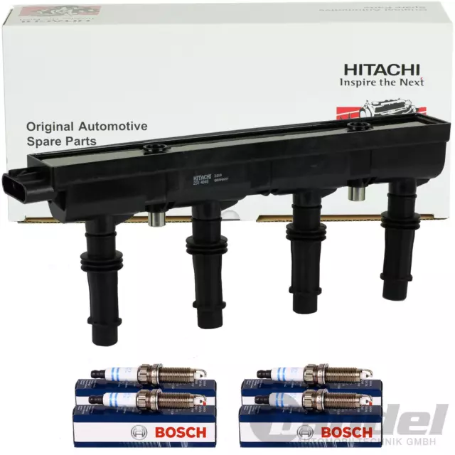 HITACHI ZÜNDSPULE + BOSCH ZÜNDKERZEN für OPEL ADAM CORSA D+E ASTRA J 1.2/1.4