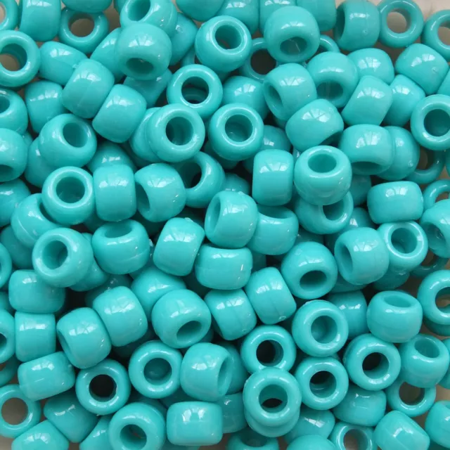 Pony Beads Lt Turquoise Opaque Large Hole Beads Made in USA