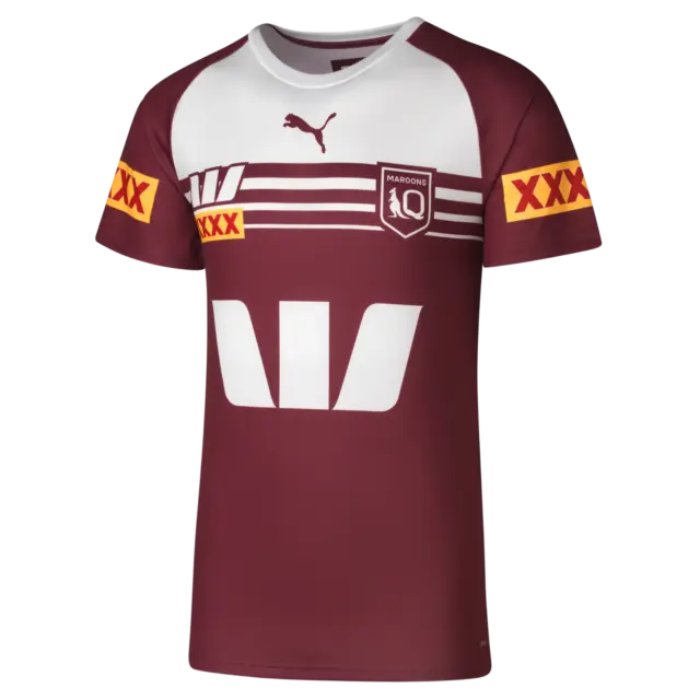 NRL 2024 Training Tee - Queensland Maroons - White - Mens - Adult - QLD