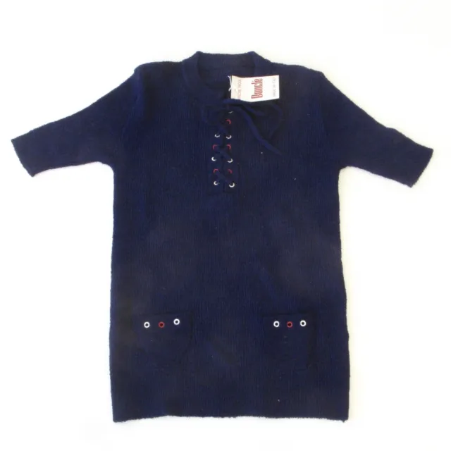 Authentique vintage robe enfant tricoté marque Bouclé France taille 4ans Marine