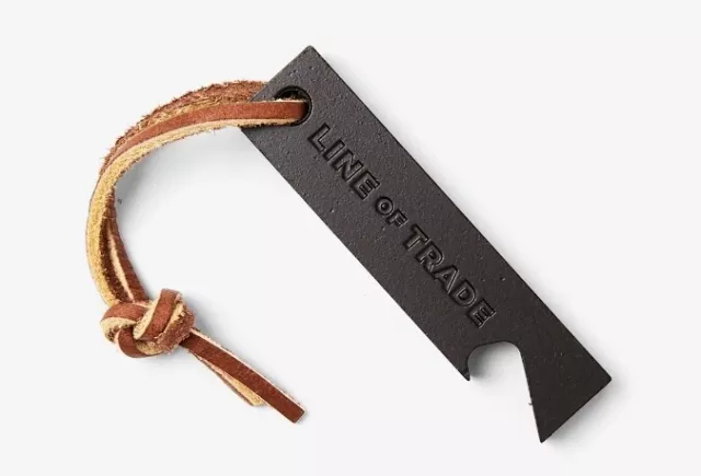 LINE OF TRADE Machined Steel Bottle Opener with Leather Strap - Bar Tools