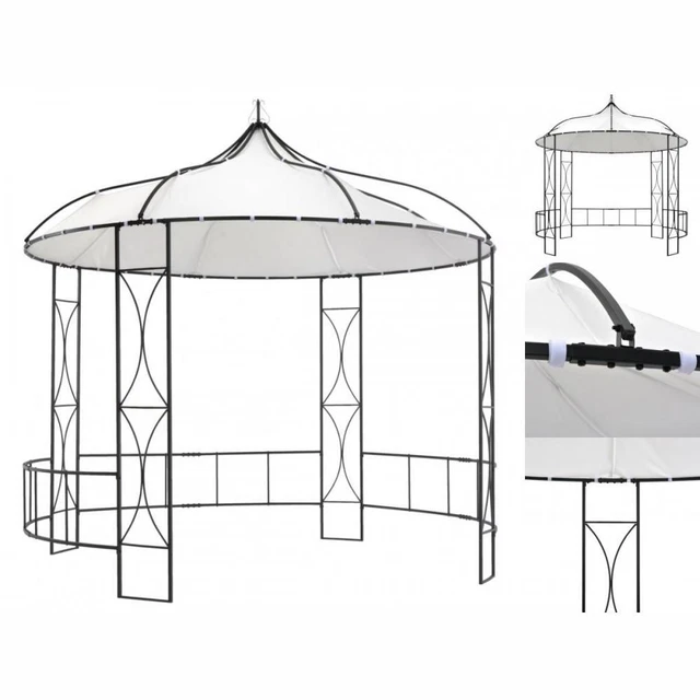 Pavillon Gartenzelt 300 X 290 Cm Weiß Rund
