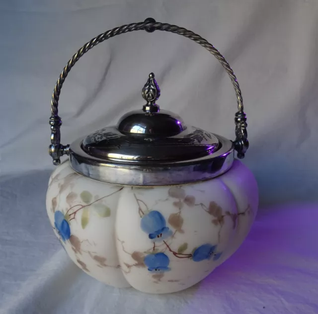 Antique Mount Washington Crown Milano Art Glass Covered Sweetmeat / Biscuit Jar