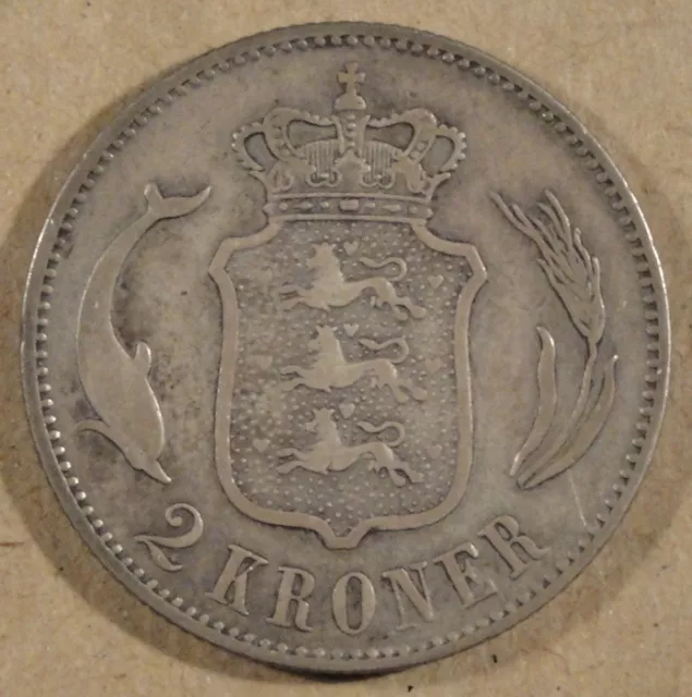 Denmark 1876 2 Kroner Nice Original Coin
