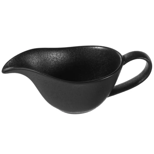Black Ceramic Gravy Boat with Spout for Pepper Sauce and Steak-SV