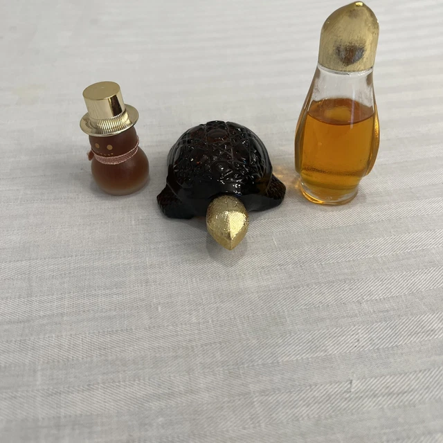 Vintage Avon Treasure Turtle Hana Gasa Cologne New snowman and penguin 1fl oz