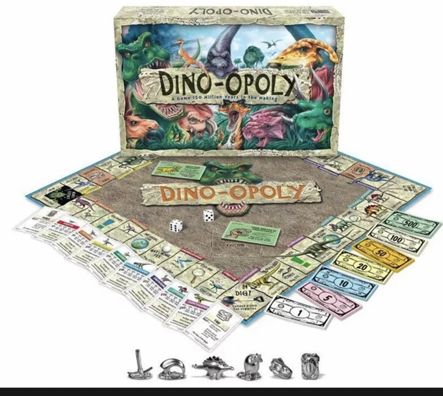 DINOOPOLY DINO DINOSAUR Monopoly Board Game Prehistoric Fossils Late