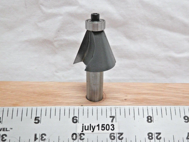 (1) NEW  MLCS 22.5° Chamfer Carbide Tip Router Bit 1/2" Shank Bearing n4