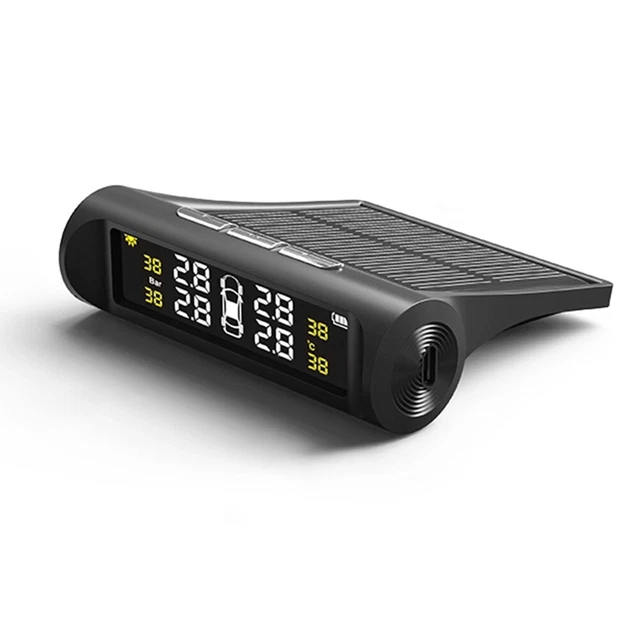 AN001 Solar Car TPMS Tyre Pressure Monitoring Temp Alarm System with 4 Sensors