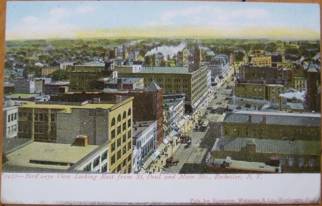Rochester, NY 1905 Postcard: Main Street / Downtown - New York