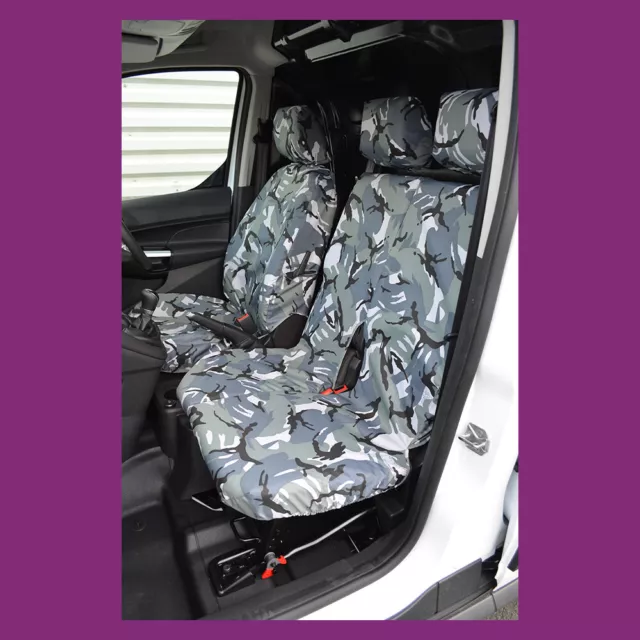 Ford Transit Connect 2014-2018 Tailored Waterproof Front 3 Grey Camo Seat Covers
