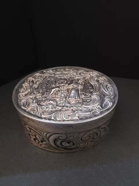 Antique Sterling Silver Hinged Trinket Box