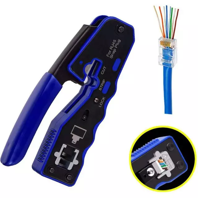 RJ45 EZ Pass Through PRO HD Crimping Tool Crimper Cat 5 5e 6 7 Connector LAN