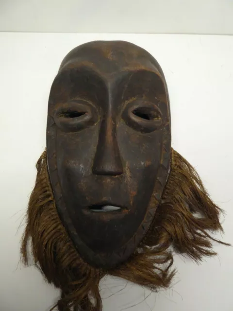 Antique African Lega Carved Wooden Mask Beard Congo Tribal Art