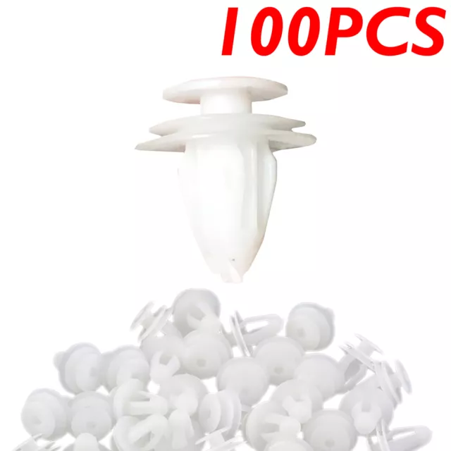 100Pc Car Door Trim Fastener Retainer Panel White Clips for 90467-10161 Toyota