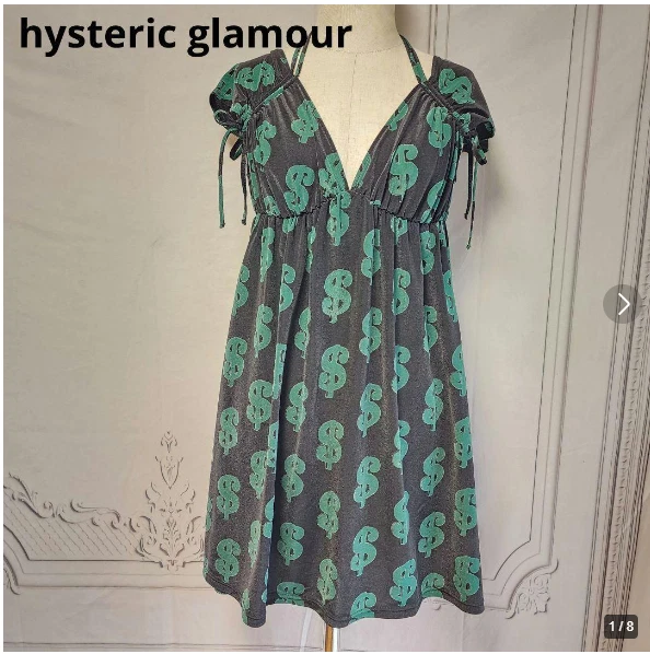 Hysteric Glamor x Andy Warhol Dress $ Dollar Pattern Black Green Free Size