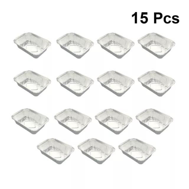 15 Pcs Folie Grill Tablett Speicherung Zinn Tablett Tabelle Deep Pfannen 2