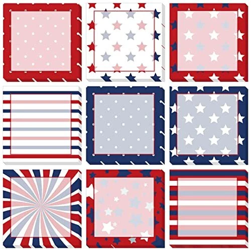 9 Pieces 4th of July Sticky Note Adhesive Independence Day Patriotic Memo