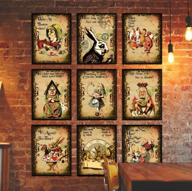 Vintage Quirky Alice in Wonderland Set of 9 Art Prints / Or Single, you choose!