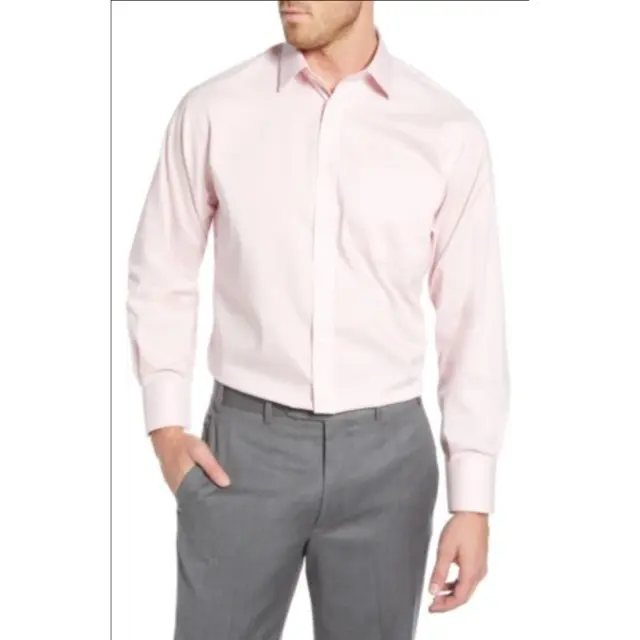 Nordstrom Men Shop Dress Shirt 16  / 32-33 Pink Breath Classic Fit Non-Iron NWOT