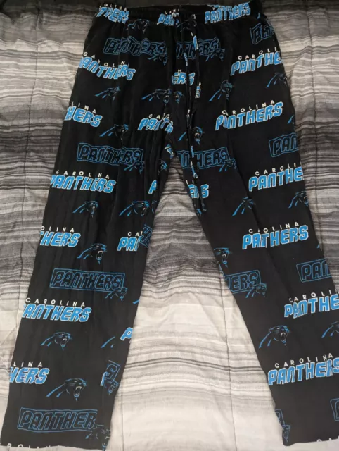 Men's Large Carolina Panthers Pajama Pants Black Graphic Long