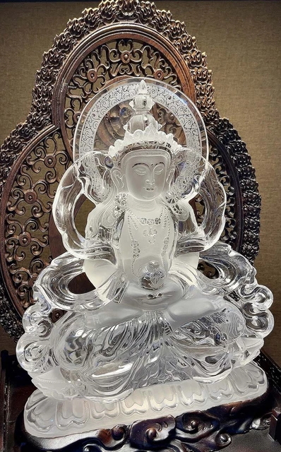 Chinese Exquisite Handmade Buddha Carving Natural Crystal Statue 3
