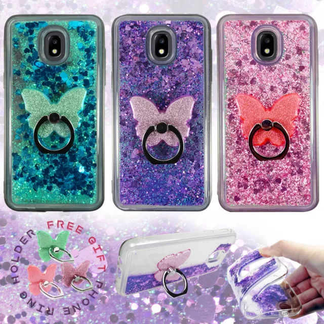 For Galaxy J7 Refine| J7 V 2nd Gen| J7 Star| Liquid Glitter Clear Case Free Ring