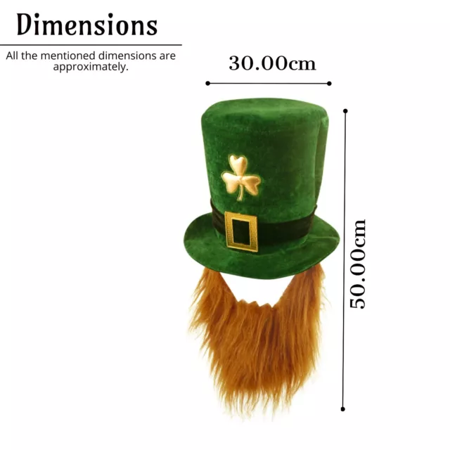 IRISH SHAMROCK HAT WITH BEARD St Patricks Day Novelty Plush Fancy Dress Lucky UK 2