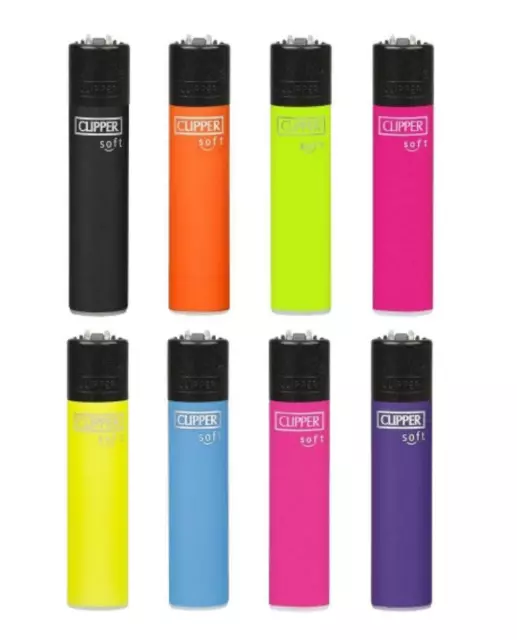 Lot 8 briquets Clipper Classic rechargeable SOFT TOUCH COLOR FLUO