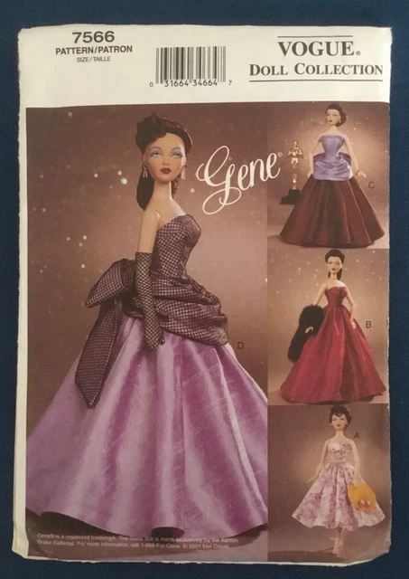 Vogue Collection GENE 7566 Brenda Starr Fashion Doll Pattern Dresses Gown Uncut
