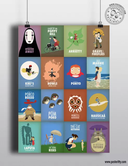 FILM COMPILATION - Minimalist Studio Ghibli Movie Poster Minimal Posteritty Art