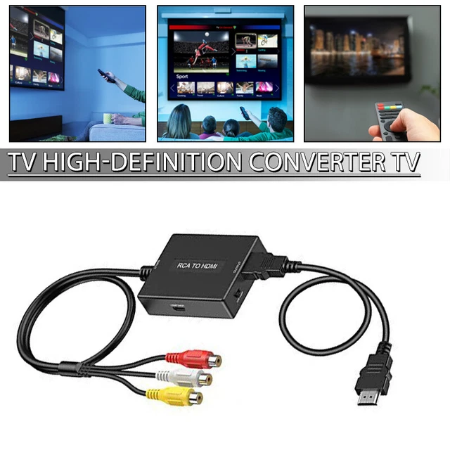 RCA to HDMI Converter AV HDMI with HDMI Cable Supports PAL/NTSC for C
