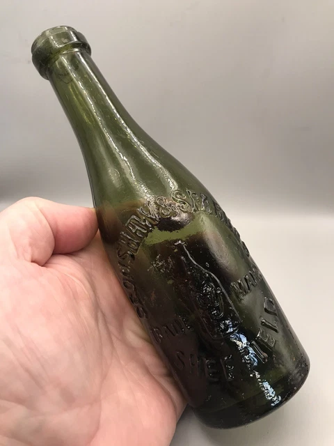 Unusually Shaped Victorian Pictorial Beer? Wine? Mineral Water Bottle Sheffield