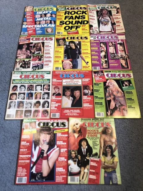 Circus Vintage 1980s Rock N Roll Magazines Lot Of 11