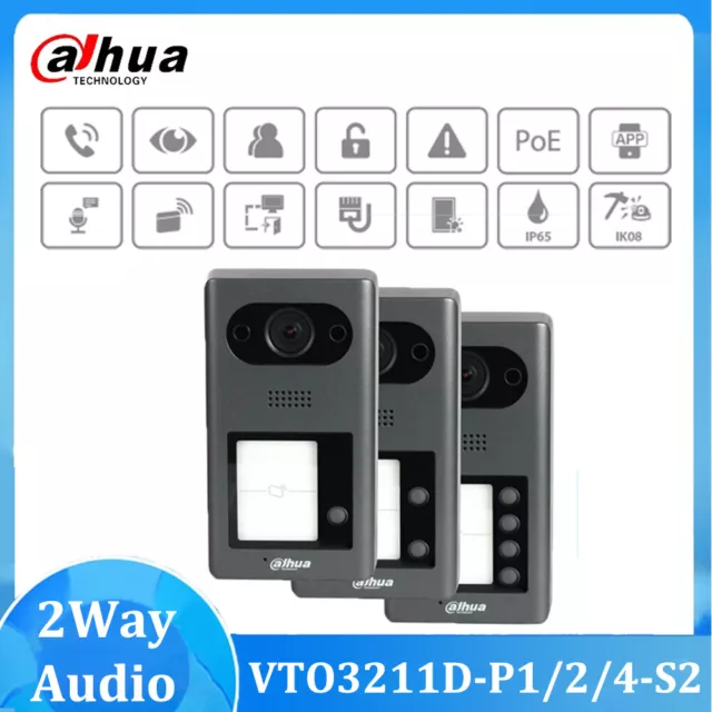 Dahua VTO3211D-P1/P2/P4-S2 IP 1/2/4-button Villa Door Station Video Intercom PoE