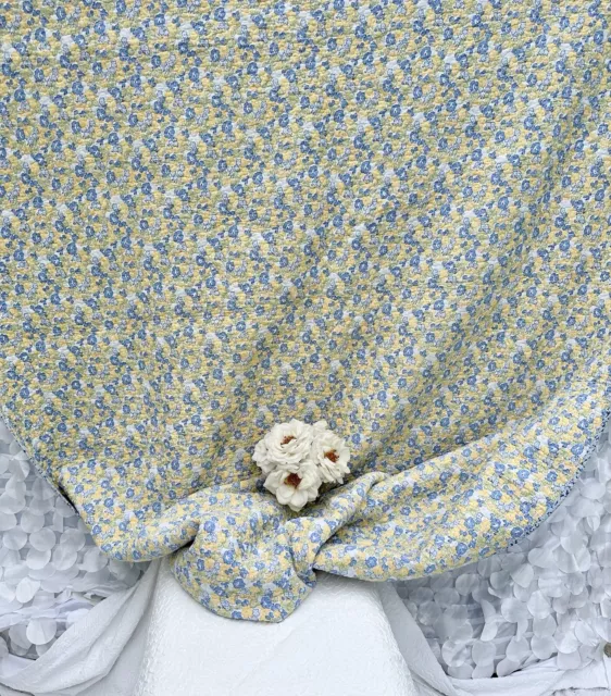 Laura Ashley TWIN QUILT Blue Yellow Floral REVERSIBLE Country Cottage