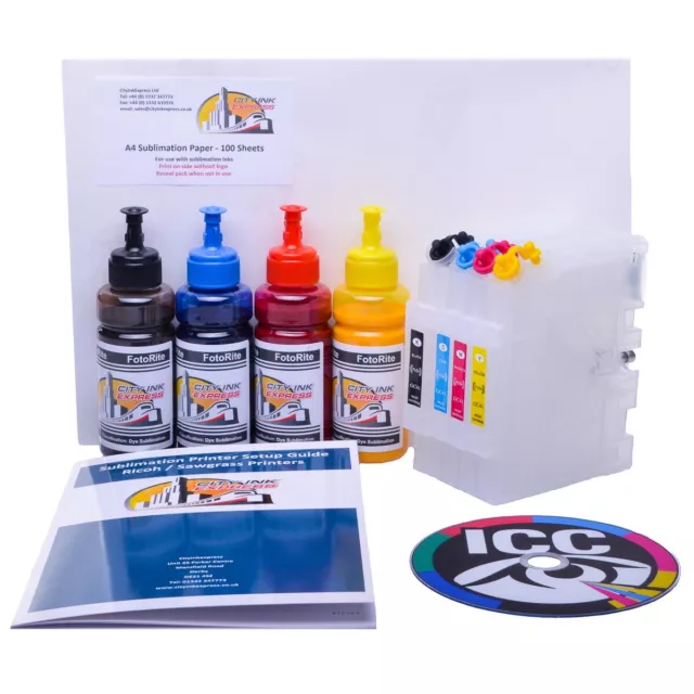 Refillable Dye Sublimation ink cartridge bundle Fits SG400 & SG800 printer