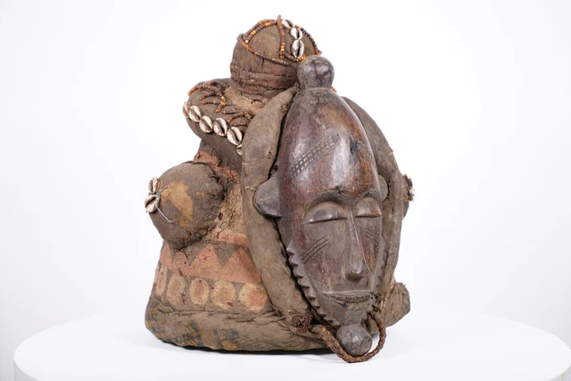Highly Decorated Unknown African Helmet Mask 14" - Tribal Art