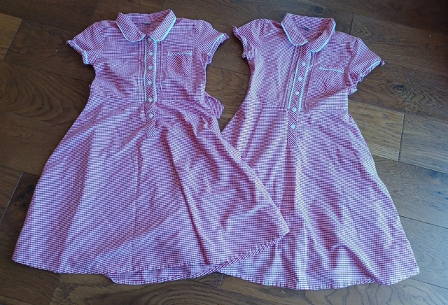 Tu - Red / White Gingham School Summer Dress Bundle - Age 10 Years