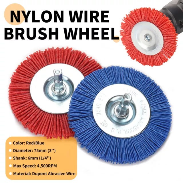 75mm Nylon Abrasive Wire Flap Brush Derusting Grinding Wheel For Metal Polishing