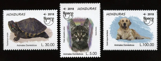 Honduras 2018 UPAEP Haustiere Katze Hund Schildkröte Pets Dog Cat MNH